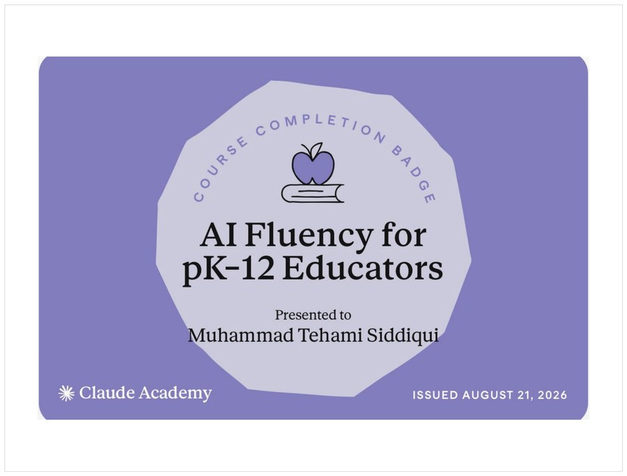 Claude Academy completion badge: AI Fluency for pK-12 Educators
