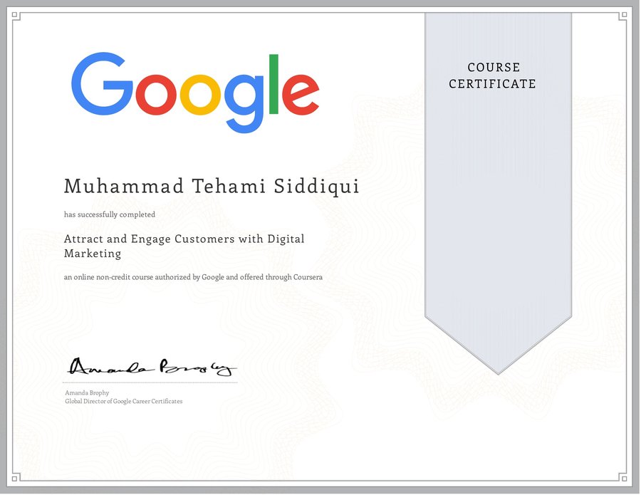 Google certificate: Attract and Engage Customers with Digital Marketing