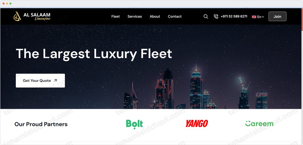 Website build for Al Salaam Limousine, a Dubai luxury fleet service